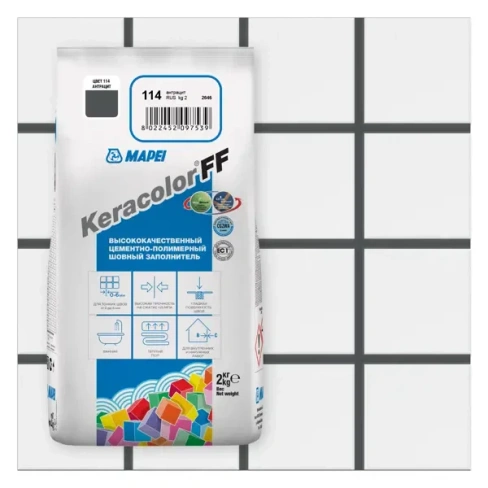 Затирка цементная Mapei Keracolor FF 114 цвет антрацит 2 кг MAPEI