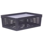 Лоток 27x19x9 см 3.7 л пластик цвет коричневый с крышкой Лоток с крышкой