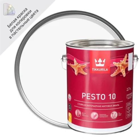 210965967 Эмаль Tikkurila Песто 10 цвет белый 2.7 л TIKKURILA