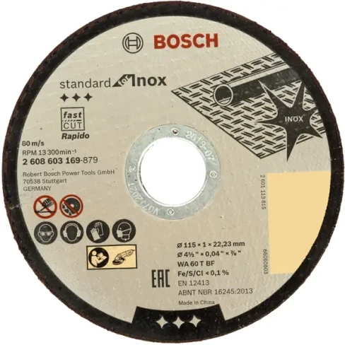 Диск отрезной по нержавеющей стали Bosch 2608603169 115x22.2x1 мм BOSCH PROFESSIONAL Standart for Inox
