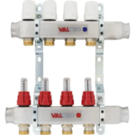Коллекторная группа Valtec со встроенными расходомерами 1"х3/4" 4 выхода евроконус VTc.586.EMNX.0604 VALTEC