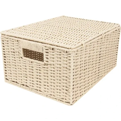 Корзина мягкая с ручками 38x28x18 см 19 л бамбук цвет бежевый STORIDEA Корзина плетёная с крышкой