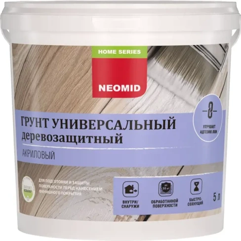 Грунтовка по дереву Neomid антисептическая акриловая бесцветная 5 л NEOMID