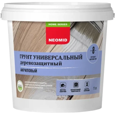 Грунтовка по дереву Neomid антисептическая акриловая бесцветная 1 л NEOMID