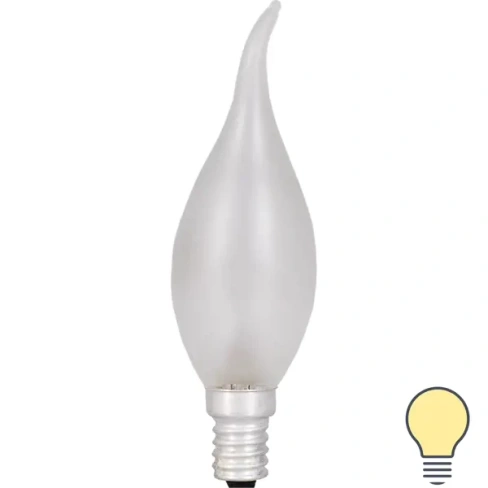 Лампа накаливания Bellight E14 230 В 60 Вт свеча на ветру матовая 3 м2 свет тёплый белый BELLIGHT