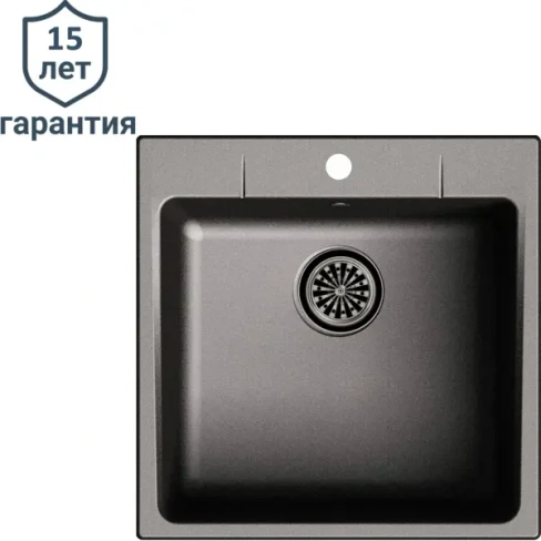210986001 Мойка врезная Delinia квадратная 51x51 см глубина 20 см кварц цвет чёрный DELINIA LM1