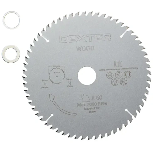 210986254 Диск пильный по дереву Dexter FD-E032103060T 60Т 210x30x1.5 мм