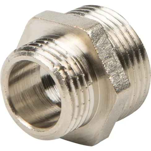 Ниппель переходной Valtec наружная резьба 3/4"х1/2" мм никелированная латунь VTr.580.N.0504 VALTEC