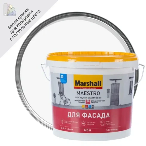 210998295 Краска фасадная Marshall Maestro прозрачная матовая BW 4.5 л MARSHALL
