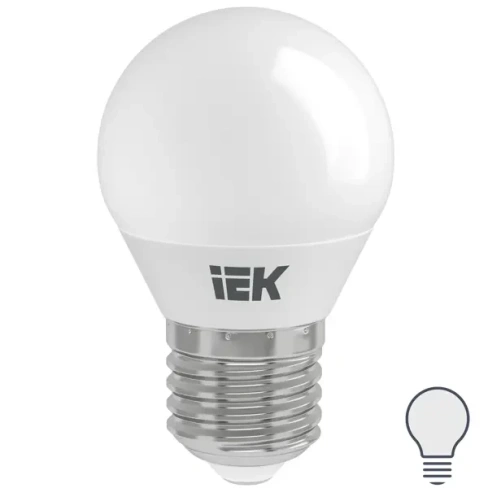 Лампа светодиодная IEK Шар G45 E27 7 Вт 230 В 4000 К свет холодный белый LLE-G45-7-230-40-E27