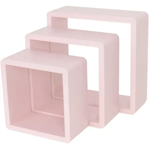 Набор настенных полок 20x20 см/24x24 см/28x28 см МДФ цвет розовый 3 шт SPACEO