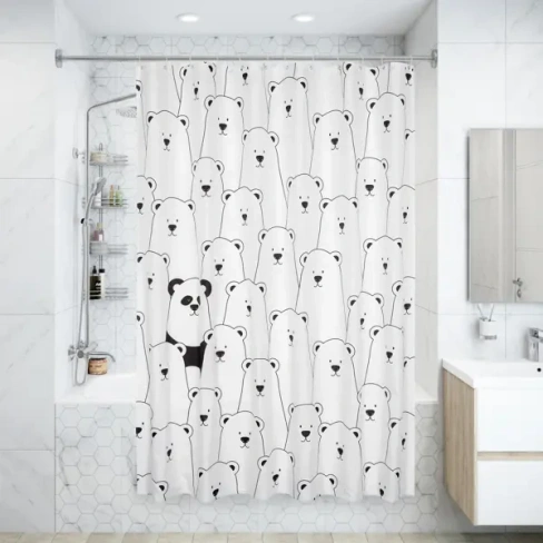 211001590 Штора для ванной Fixsen Panda 180x200 см полиэстер цвет белый FIXSEN FX-2501 Panda