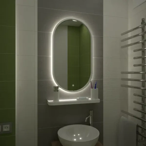 Зеркало с подсветкой и полкой Image White LED 45x80 см