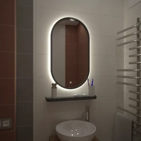 Зеркало с подсветкой и полкой Image Gray LED 45х80 см