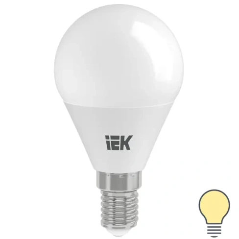 211004874 Лампа светодиодная IEK G45 Шар E14 7 Вт 3000К свет тёплый белый LLE-G45-7-230-30-E14