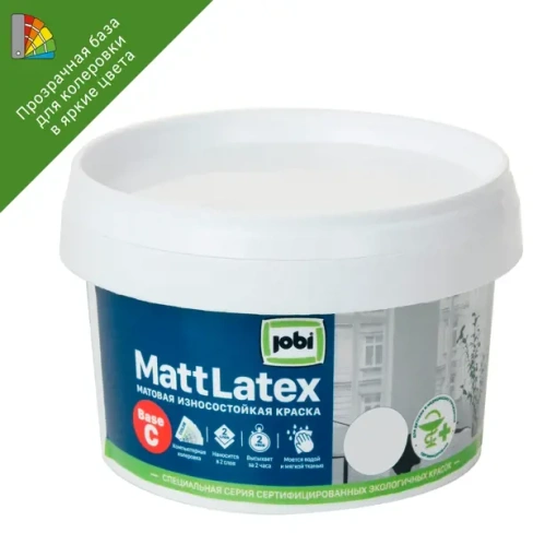 211006635 Краска для колеровки для стен и потолков Jobi «Mattlatex» прозрачная база C 0.25 л JOBI