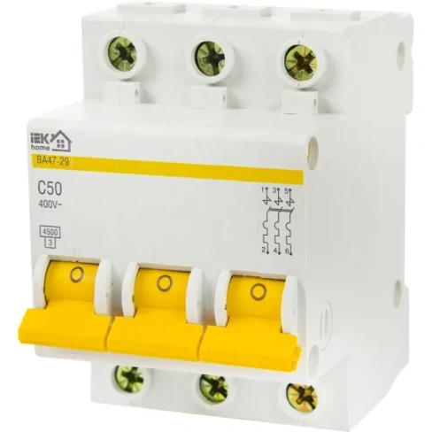Автоматический выключатель IEK Home ВА47-29 3P C50 А 4.5 кА IEK HOME