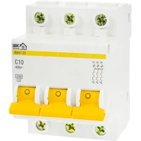 Автоматический выключатель IEK Home ВА47-29 3P C10 А 4.5 кА IEK HOME