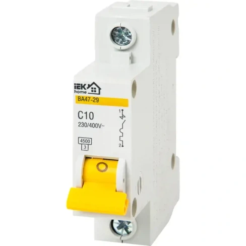 Автоматический выключатель IEK Home ВА47-29 1P N C10 А 4.5 кА IEK HOME