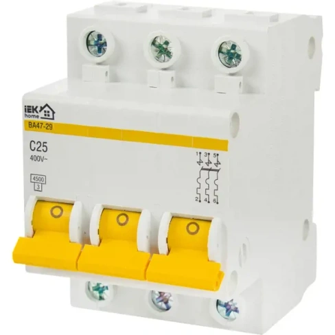 Автоматический выключатель IEK Home ВА47-29 3P C25 А 4.5 кА IEK HOME