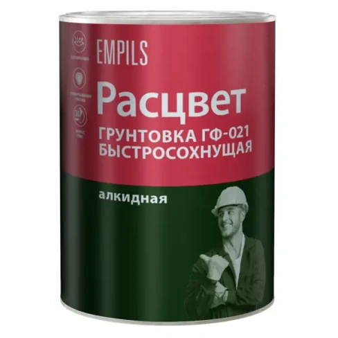Грунтовка для сухих помещений Расцвет ГФ-021 1 кг цвет серый РАСЦВЕТ Грунт ГФ-021 быстросохнущий РАСЦВЕТ