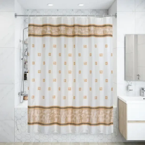 Штора для ванной Bath Plus Rome 180x180 см полиэстер цвет бежевый BATH PLUS