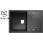 Мойка врезная Delinia прямоугольная 78x51 см глубина 20 см кварц цвет чёрный DELINIA LM1 78X51