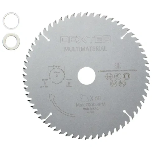Диск пильный универсальный Dexter FD-E052163060T 60Т 216x30x1.5 мм