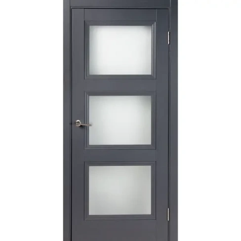 Дверь межкомнатная Трилло остеклённая Hardflex ламинация цвет грей 60x200 см (с замком и петлями) МАРИО РИОЛИ