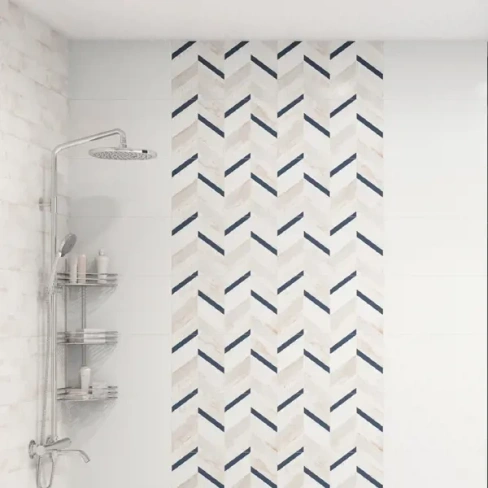 Плитка настенная LB Ceramics Блю Шеврон 25х45 см 1.46 м² матовая цвет белый LB CERAMICS