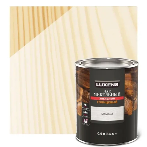 Лак для мебели Luxens алкидный цвет белый глянцевый 0.9 л LUXENS