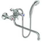 Смеситель для ванны универсальный Vidima Element двухвентильный с душем длинный излив цвет хром VIDIMA ELEMENT
