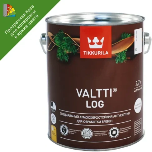 Антисептик для дерева Tikkurila Valtti Log база ЕС 2.7 л TIKKURILA