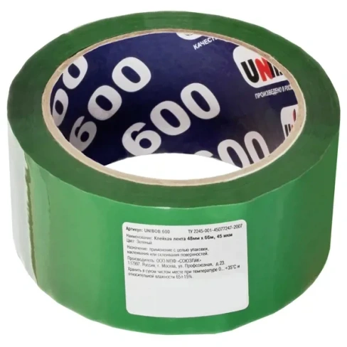 Лента клейкая упаковочная Unibob 48Мм x 66М цвет зелёный UNIBOB
