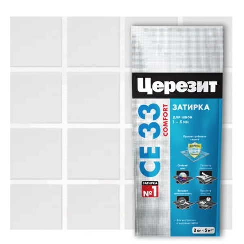 218168504 Затирка цементная Церезит CE 33 Comfort цвет белый 2 кг ЦЕРЕЗИТ