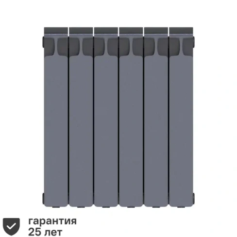 Радиатор Rifar Monolit 500/100 биметалл 6 секций боковое подключение цвет серый RIFAR M50006RAL7012