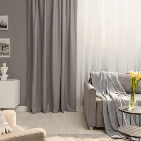 228884643 Штора на ленте Inspire Sely 200x280 см цвет серый Granit 3 INSPIRE