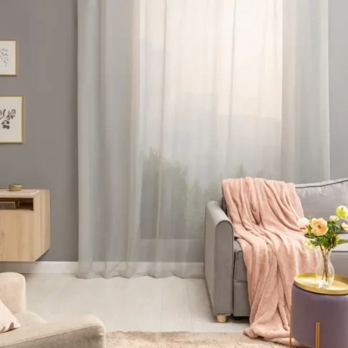 233524848 Тюль на ленте Inspire Polyone Granit 300х280 см цвет серый INSPIRE
