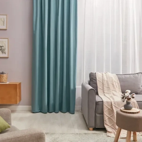 237445651 Штора на ленте Inspire Leya 200x280 см цвет бирюзовый INSPIRE