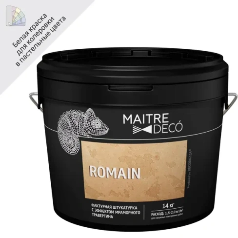 Фактурная штукатурка Maitre Deco «Romain» эффект мраморного травертина 14 кг MAITRE DECO
