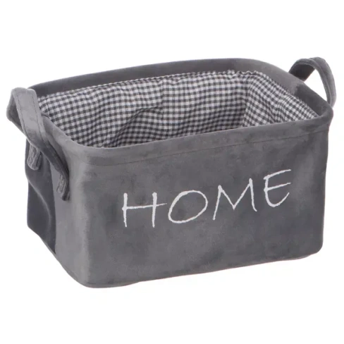 Корзина Велюр25x19x14 см 6.5 л полиэстер цвет серый HANDY HOME LIS-10 M Велюр