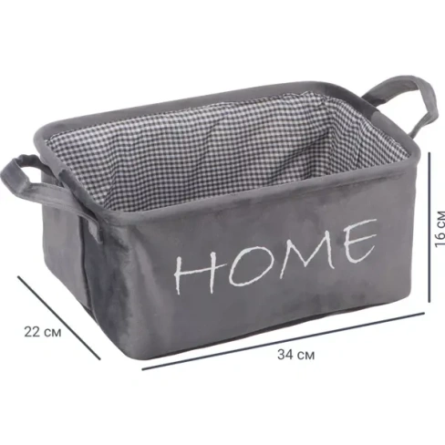 Корзина Велюр 34x22x16 см 12 л полиэстер цвет серый HANDY HOME LIS-10 L Велюр