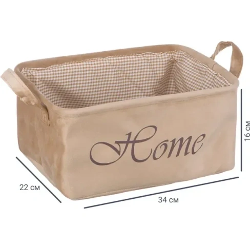 Корзина Велюр 34x22x16 см 12 л полиэстер цвет бежевый HANDY HOME LIS-69 L Велюр