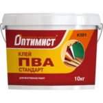 Клей ПВА Оптимист K501 для внутренних работ 10 кг ОПТИМИСТ