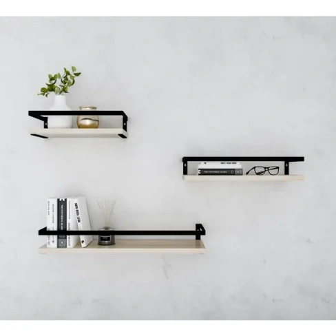 286910288 Комплект полок Pragmatic 15x40/15x35/15x30 см металл цвет чёрный 3 шт