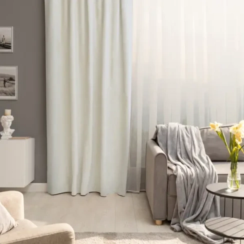 Штора на ленте со скрытыми петлями термоблэкаут Inspire Auriane 200x280 см цвет светло-бежевый Trench 5 INSPIRE