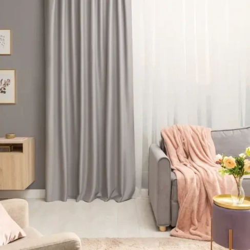 Штора на ленте со скрытыми петлями блэкаут Inspire Aimy 200x280 см цвет серый Granit 3 INSPIRE