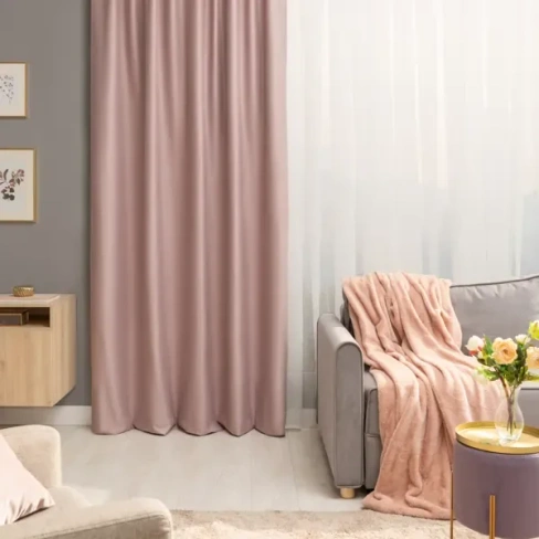 Штора на ленте со скрытыми петлями блэкаут Inspire Aimy 200x280 см цвет серо-розовый Santal 4 INSPIRE
