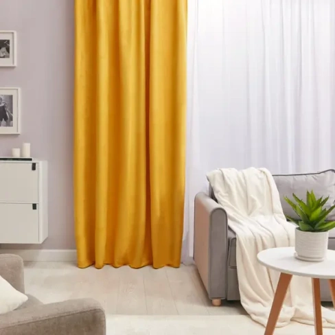 305404783 Штора на ленте со скрытыми петлями Inspire Manchester 200x280 см цвет жёлтый INSPIRE