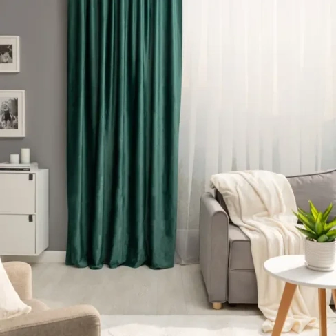 Штора на ленте со скрытыми петлями блэкаут Inspire Annalise 200x280 см цвет зелёный Exotic 1 INSPIRE